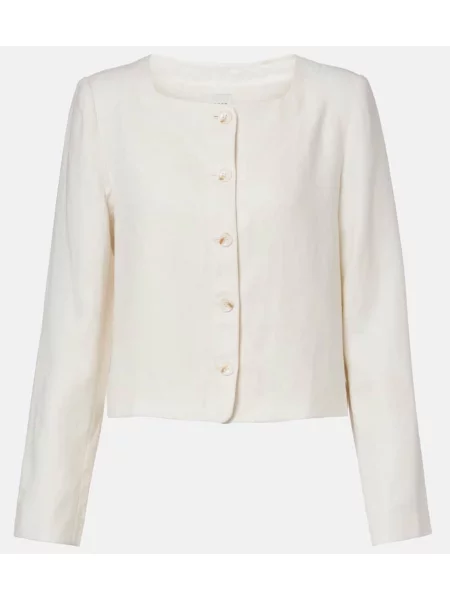 Lniana kurtka Posse o krotszym kroju biała