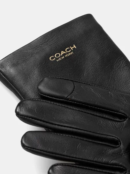 Шкіряні рукавички Coach чорний