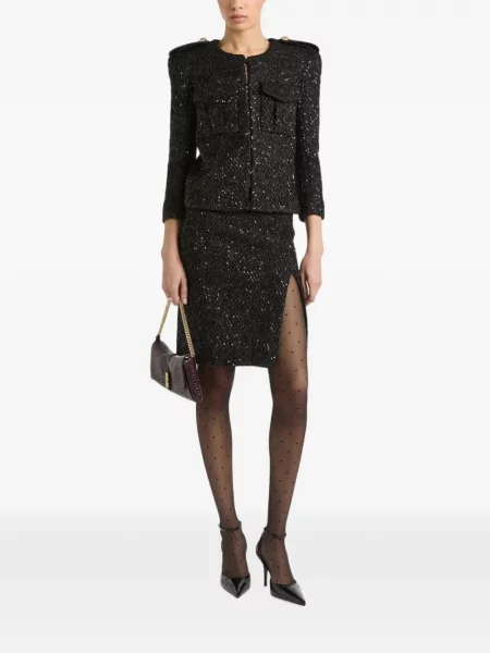 Geacă Balmain din tweed negru