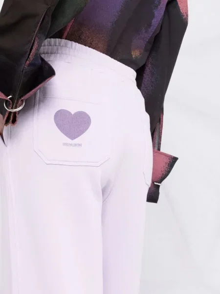 Spodnie Red Valentino z nadrukiem do biegania ze sznurkiem czerwone