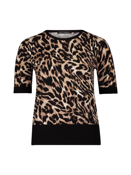 Sweter z dzianiny z prążkowanymi wykończeniami Betty Barclay czarny