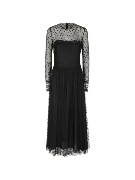 Tylové midi šaty Alberta Ferretti černé