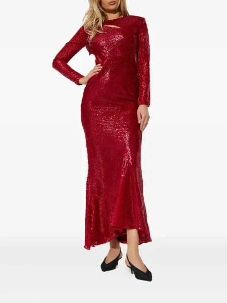Rochie maxi Self-portrait lungă de costum roșu