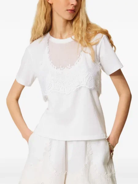 Tricou Twinset din dantelă alb