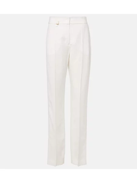 Pantaloni Jacquemus cu talie înaltă din canvas alb