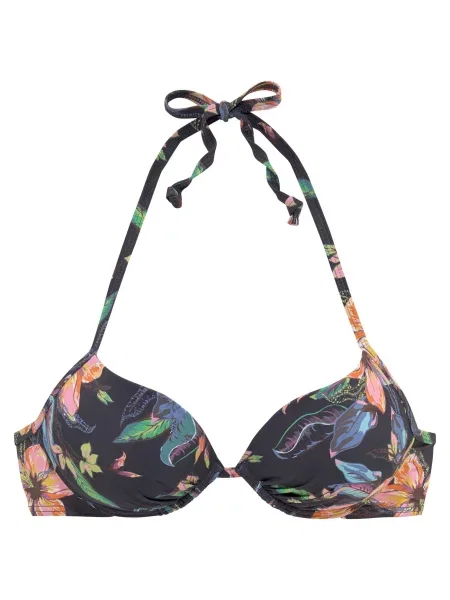 LASCANA Sutien costum de baie Malia azur / metalic / verde deschis / portocaliu gri