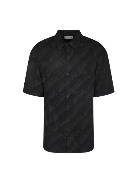 Lniana koszula Balenciaga z logo czarna