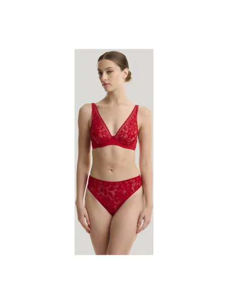 Stringi Wolford koronkowe czerwone