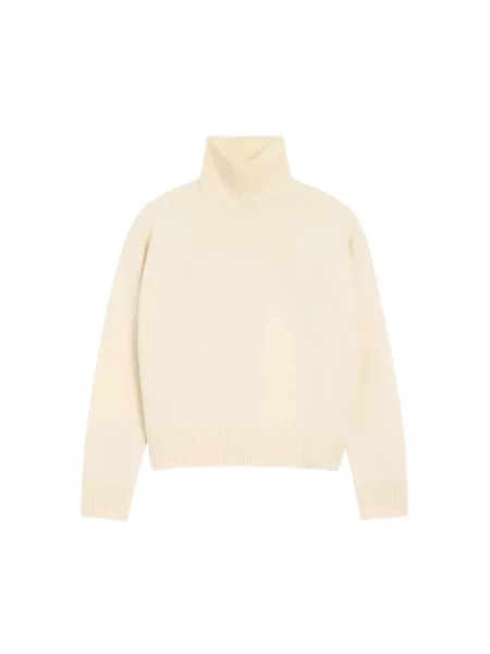 Sweter z golfem Ami Paris wełniany beżowy