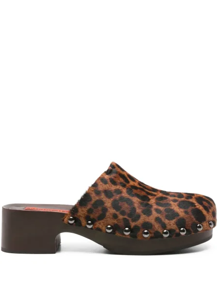 Klapki mules Simon Miller z nadrukiem w panterkę brązowe