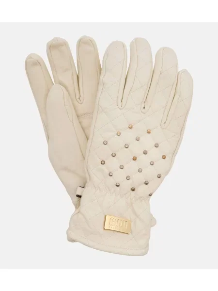 Mănuși Goldbergh din piele cu tepi alb