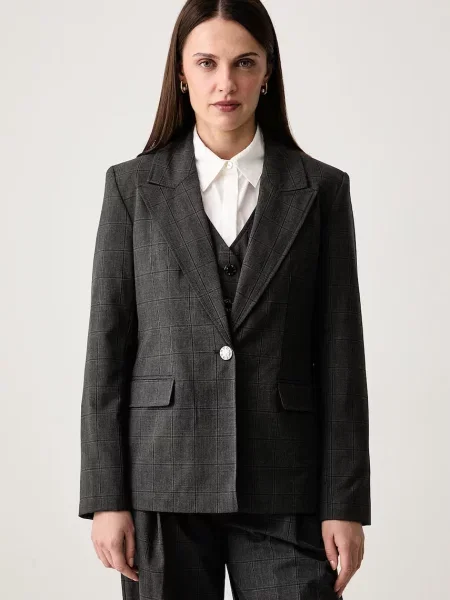 DKNY jednořadé sako s viskózou šedé