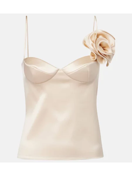 Top Magda Butrym din satin cu model floral bej