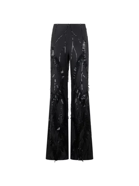 Pantaloni palazzo Alberta Ferretti cu paiete negru