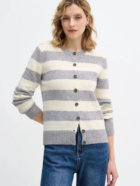 United Colors of Benetton cardigan din lână roz light gri