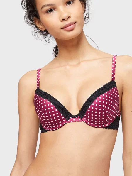 Бюстгальтер Etam в горошек c пуш-ап фиолетовый
