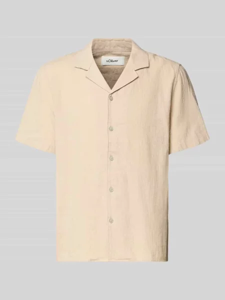 Koszula casualowa o kroju resort z czystej bawełny S.oliver Red Label beżowa