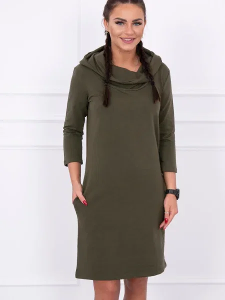 Rochie Kesi cu glugă de costum kaki