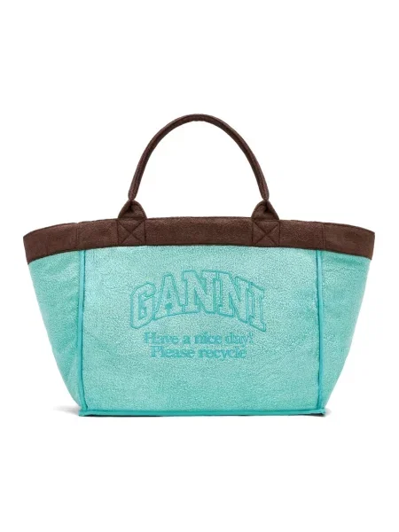 GANNI Beach Resort torebka shopper z bawełną brązowa