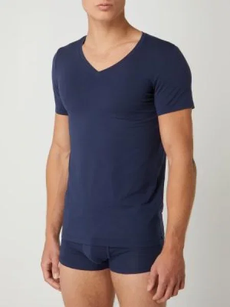 T-shirt z dekoltem w serek Hanro