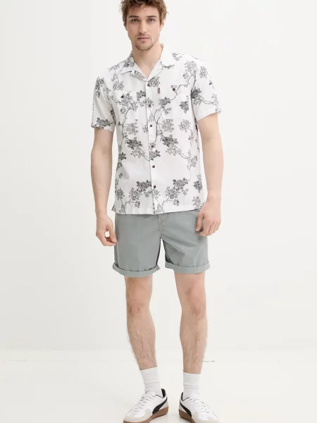 Superdry koszula z domieszką lnu regular z kołnierzykiem klasycznym biały