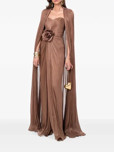 Rochie maxi Ana Radu cu model floral maro