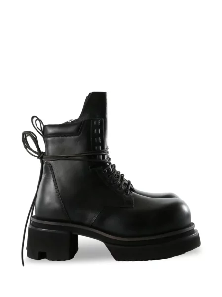 Botine Rick Owens cu șireturi cu platformă din dantelă negru