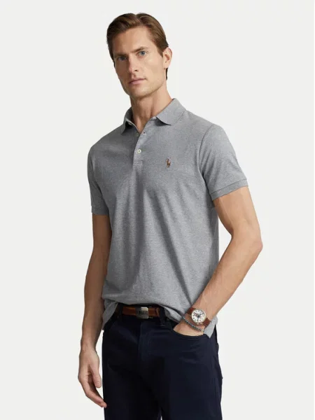 Polo Ralph Lauren Majica rjava / pegasto / lila / bela siva