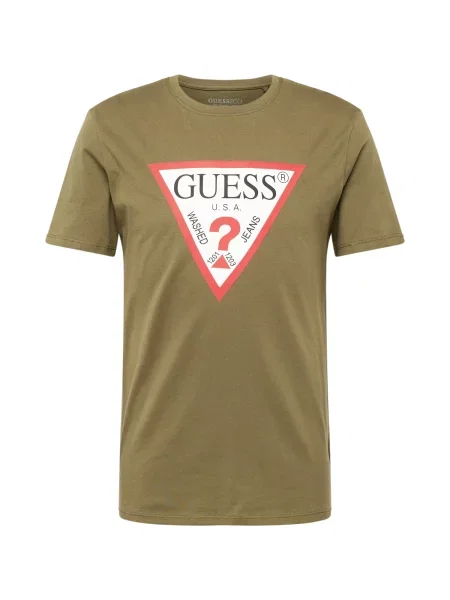 Guess Tričko Logo Zelená biela