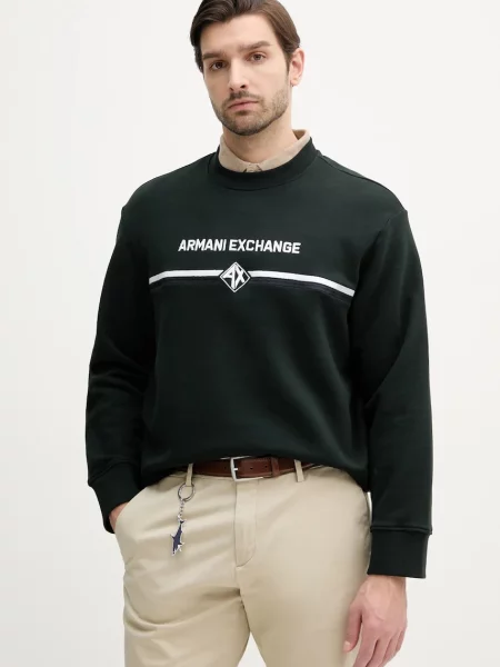 Armani Exchange Bombažen pulover črna