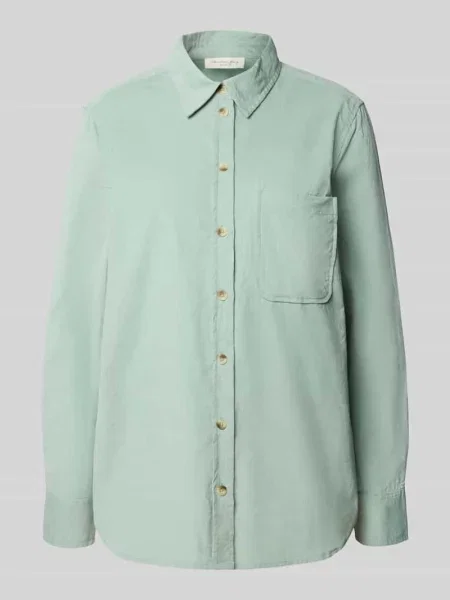 Bluzka koszulowa o kroju relaxed fit z imitacji sztruksu z kieszenią na piersi Christian Berg Woman