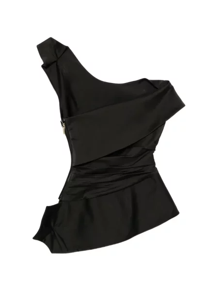 Top Mitiliane Couture drapat cu un umăr gol negru