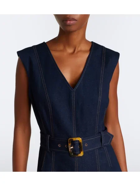 Cu centură rochie din denim Veronica Beard albastru