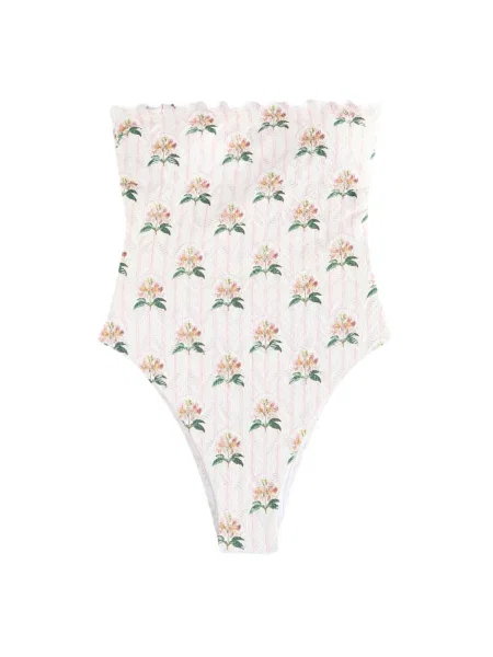 Next Costum de baie întreg verde închis / roz / magenta / murdar alb