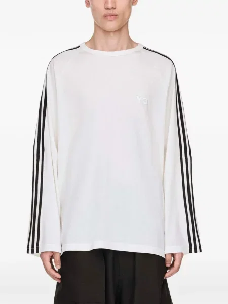 Lung tricou Y-3 cu dungi cu mâneci lungi alb