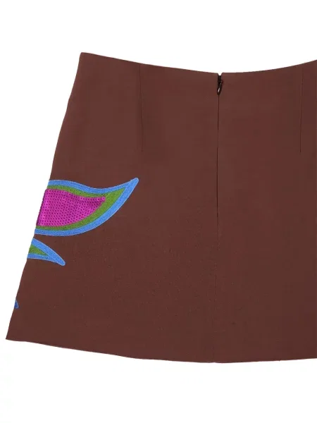 Fusta mini Paula cu broderie maro