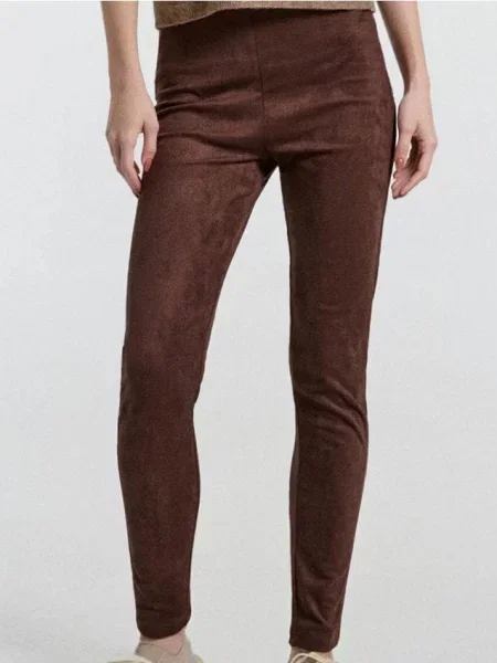 Легінси з імітації замші темно коричневий