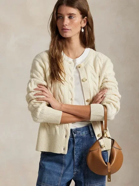 Polo Ralph Lauren cardigan de damă din lână alb