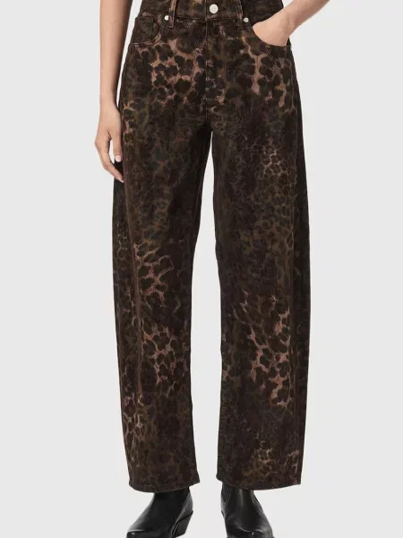 AllSaints blugi boyfriend pentru femei SADIE BARREL JEAN maro