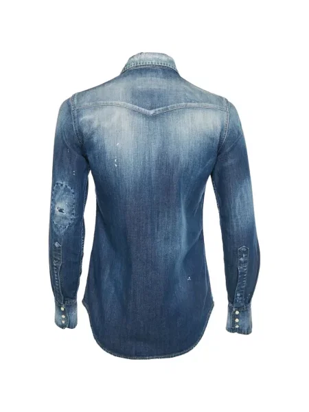Cămașă de blugi Dsquared2 zdrențuiți albastru