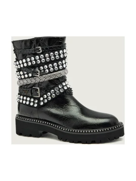 Kurt Geiger London cizme de piele Multi Strap Flat Boot cu platformă negru