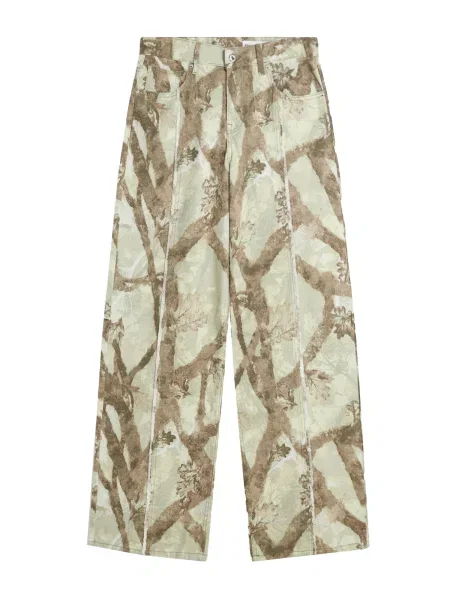 Bershka Kavbojke mokka / svetlo zelena bela