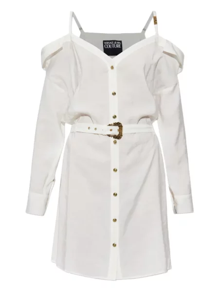 Sukienka jeansowa Versace Jeans Couture garniturowa biała