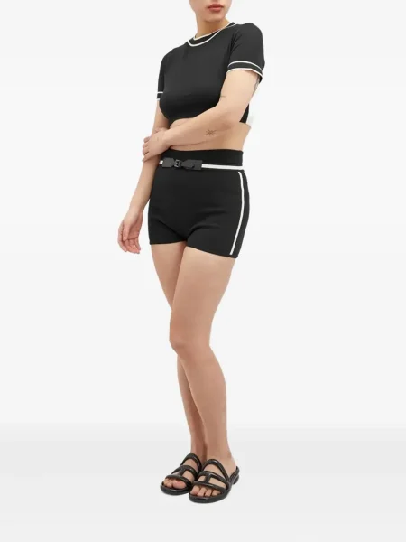Cu centură pantaloni scurți Max Mara cu dungi negru