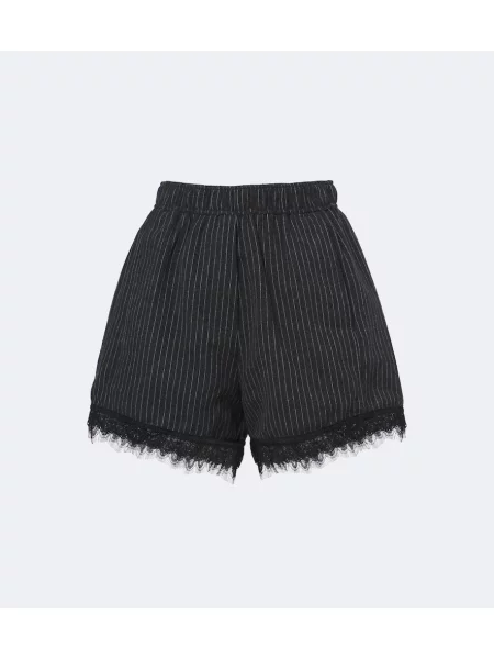 Pantaloni scurți Ganni din dantelă gri