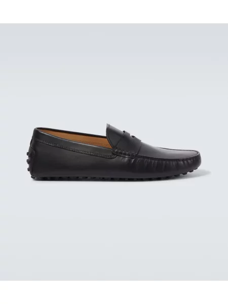 Usnjene loaferke Tod's črna