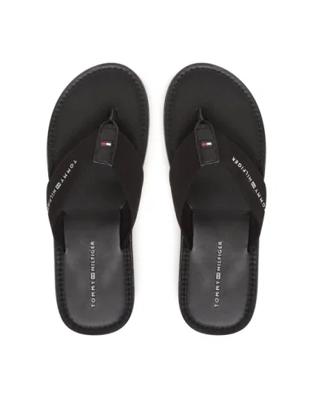 Джапанки Tommy Hilfiger HILFIGER LEATHER BEACH SANDAL черно