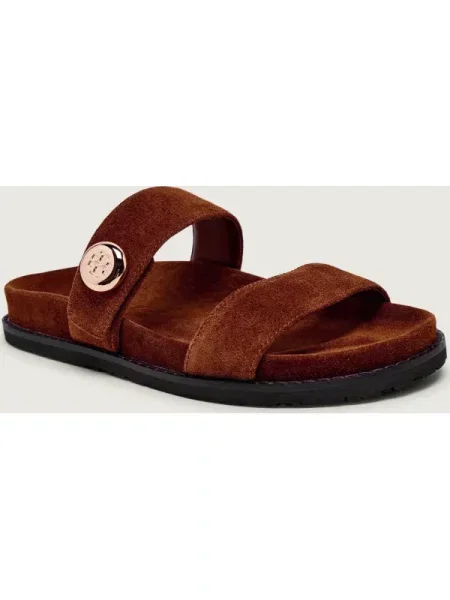 TORY BURCH Șlapi ROMY | piele întoarsă maro