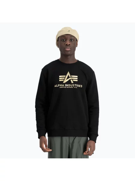 Férfi pulóver Alpha Industries Basic Carbon black/gold Basic Carbon fekete