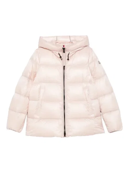Geacă cu puf Moncler cu glugă roz